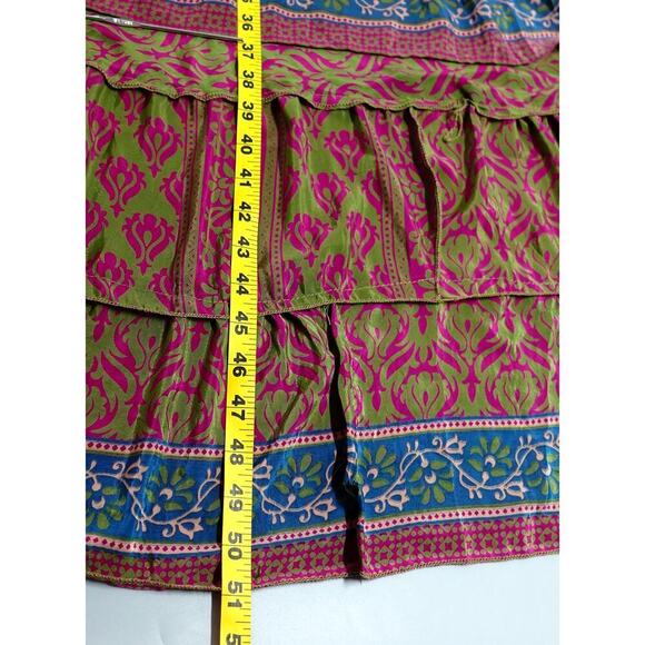 Lovin India Boho Dress XS Purple Paisley Tiered Plunged Hi-Low Midi Festival - Picture 11 of 15